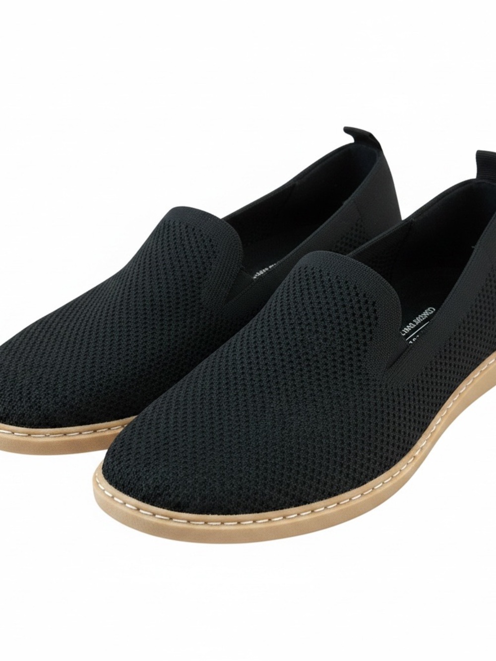 Taryn Rose Black Knit Slip-On Loafers with Tan Sole